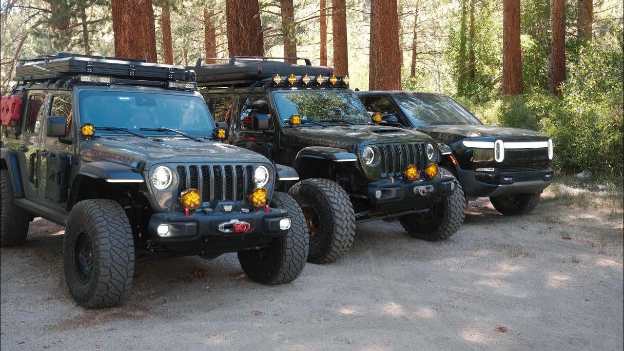 Car Camping | Trout Fishing Catch & Cook with Jeeps & Rivian