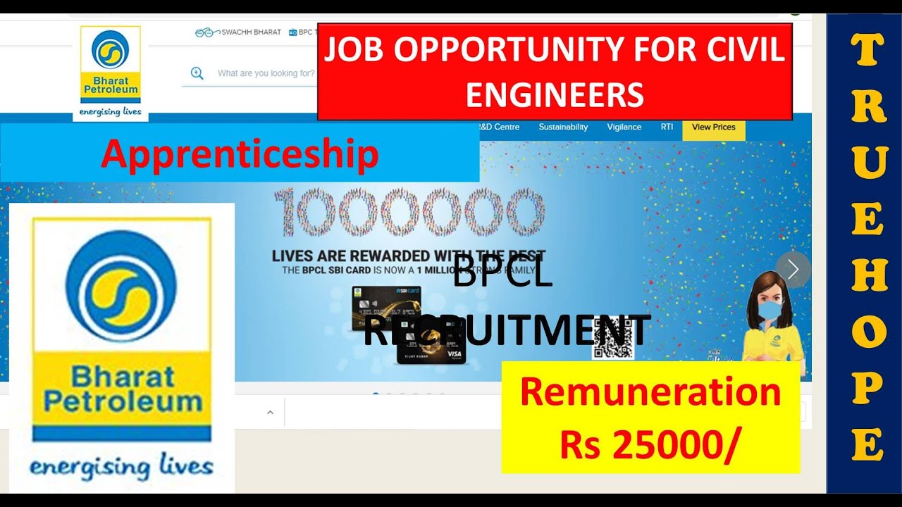 BPCL recruitment|Bharat Petroleum corporation LTD|civil Engiineering jobs|civil engineer vacancy|