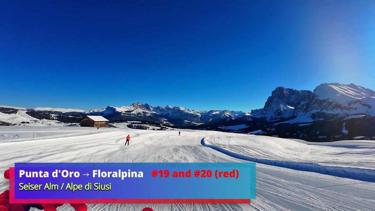 Goldknopf - Punta d'Oro - Skiing Seiser Alm / Alpe di Siusi, #19 and #20 Red (Paradiso - Floralpina)