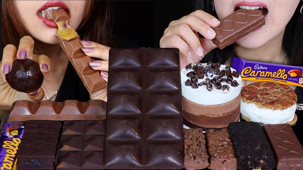 ASMR CADBURY CARAMELLO, GIANT DARK CHOCOLATE CARAMEL BAR, BON BONS, OREO ICE CREAM, MOUSSE CAKE 먹방