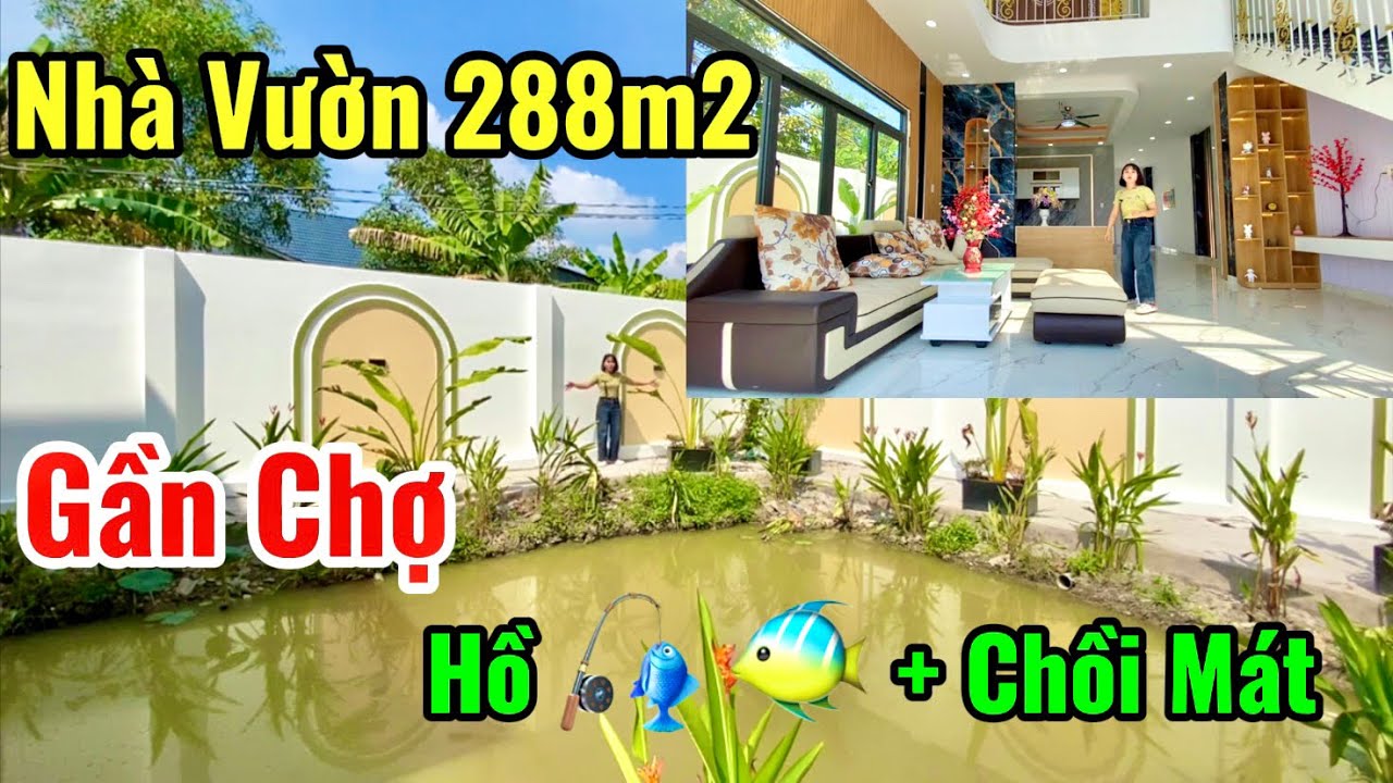 NHÀ VƯỜN GẦN CHỢ HƯNG LONG - 288m2 CÓ HỒ CÁ,  CHỒI MÁT, SÂN VƯỜN THÍCH HỢP NGHỈ DƯỠNG II HOÀN CÔNG