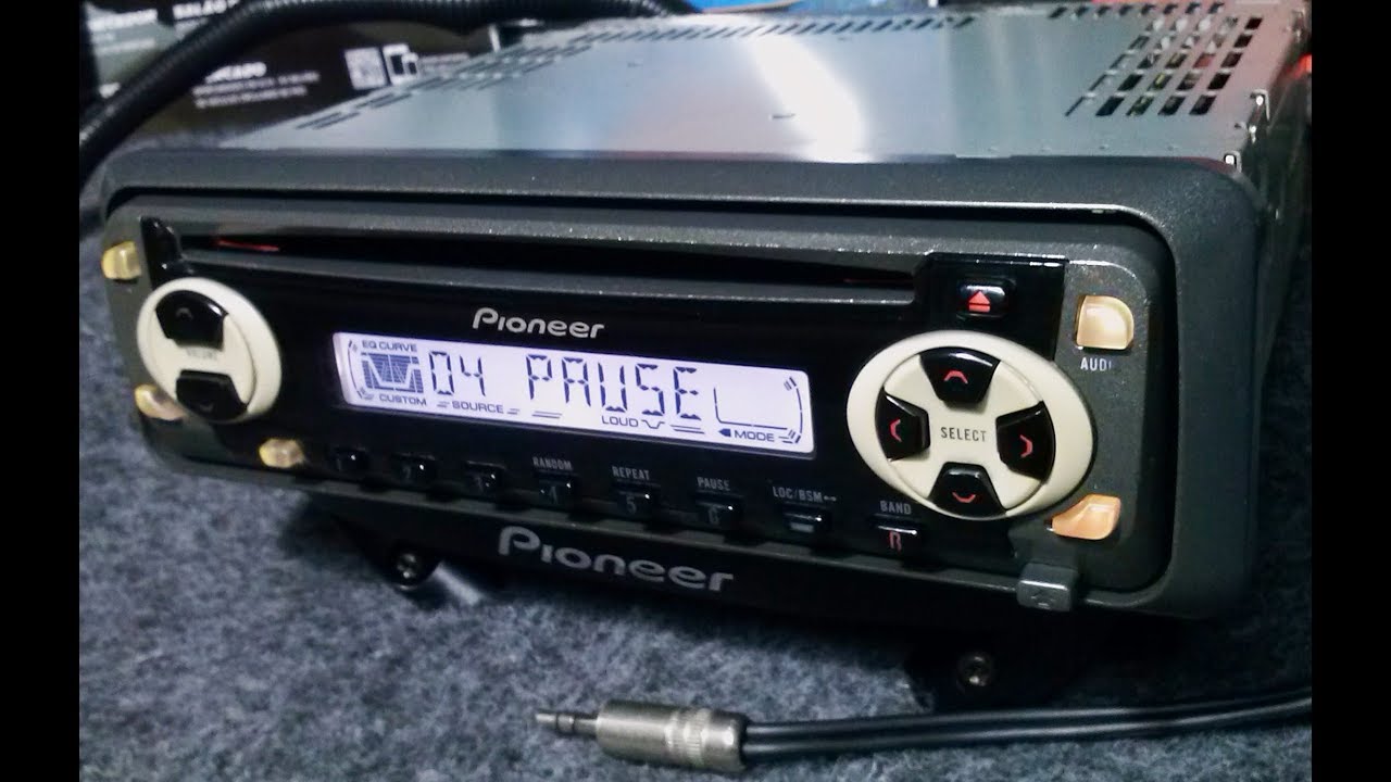 Pioneer Deh 1450 Auto Radio AM FM CD Player + nova entrada auxiliar de som c/ conector tipo plug P2