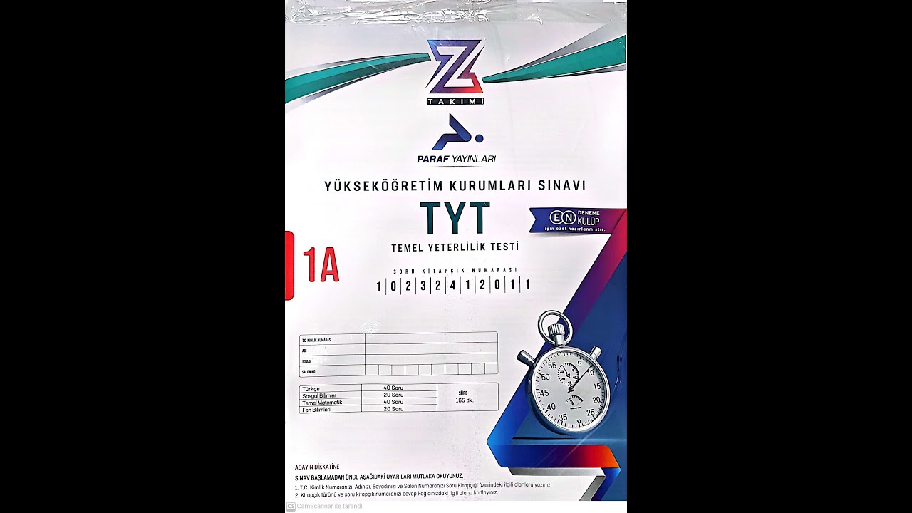 PARAF Z TAKIMI TYT DENEME SINAVI SORU ÇÖZÜMLERİ 24.01.2024