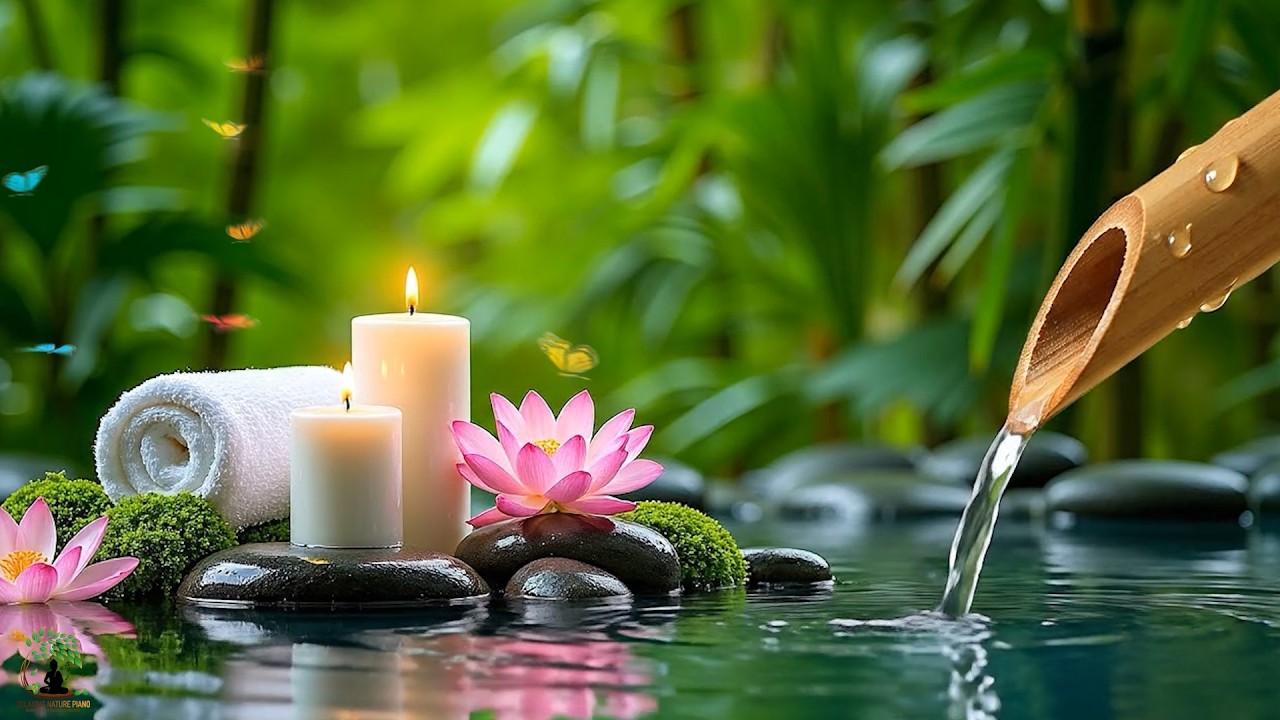 Soothing Spa Piano Music 🌿 Relaxing Sleep, Nature Sounds & Bamboo Water Fountain for Calm Mind Music
