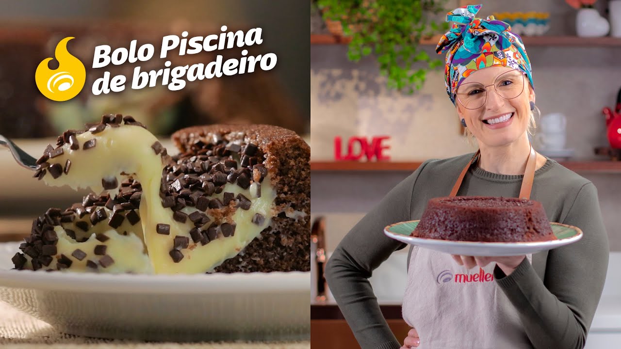 Bolo piscina de chocolate com brigadeiro branco | Receitas Práticas