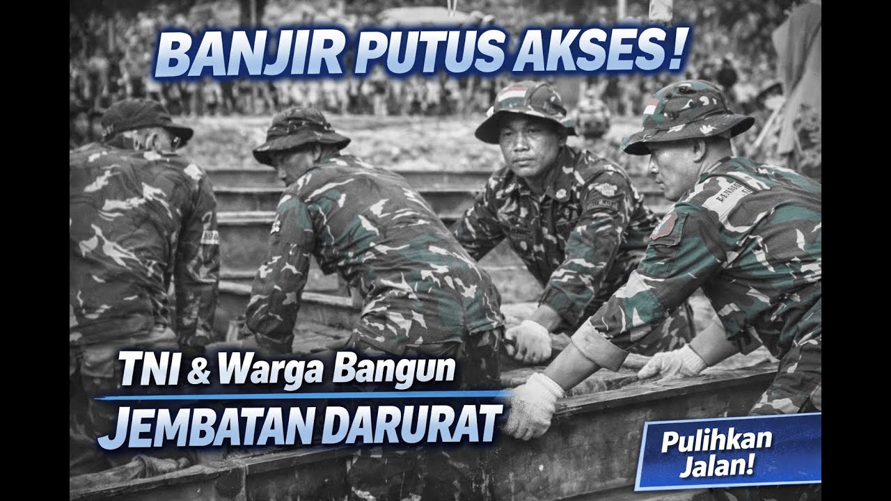Akses Terputus Akibat Banjir Kini Pulih, TNI dan Warga Bangun Jembatan Darurat