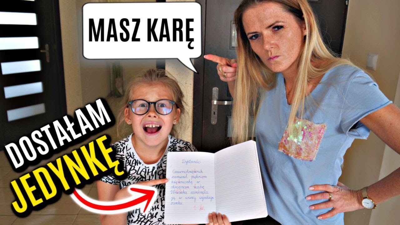 DOSTAŁAM JEDYNKĘ Z DYKTANDA 😩  REAKCJA MAMY 😠