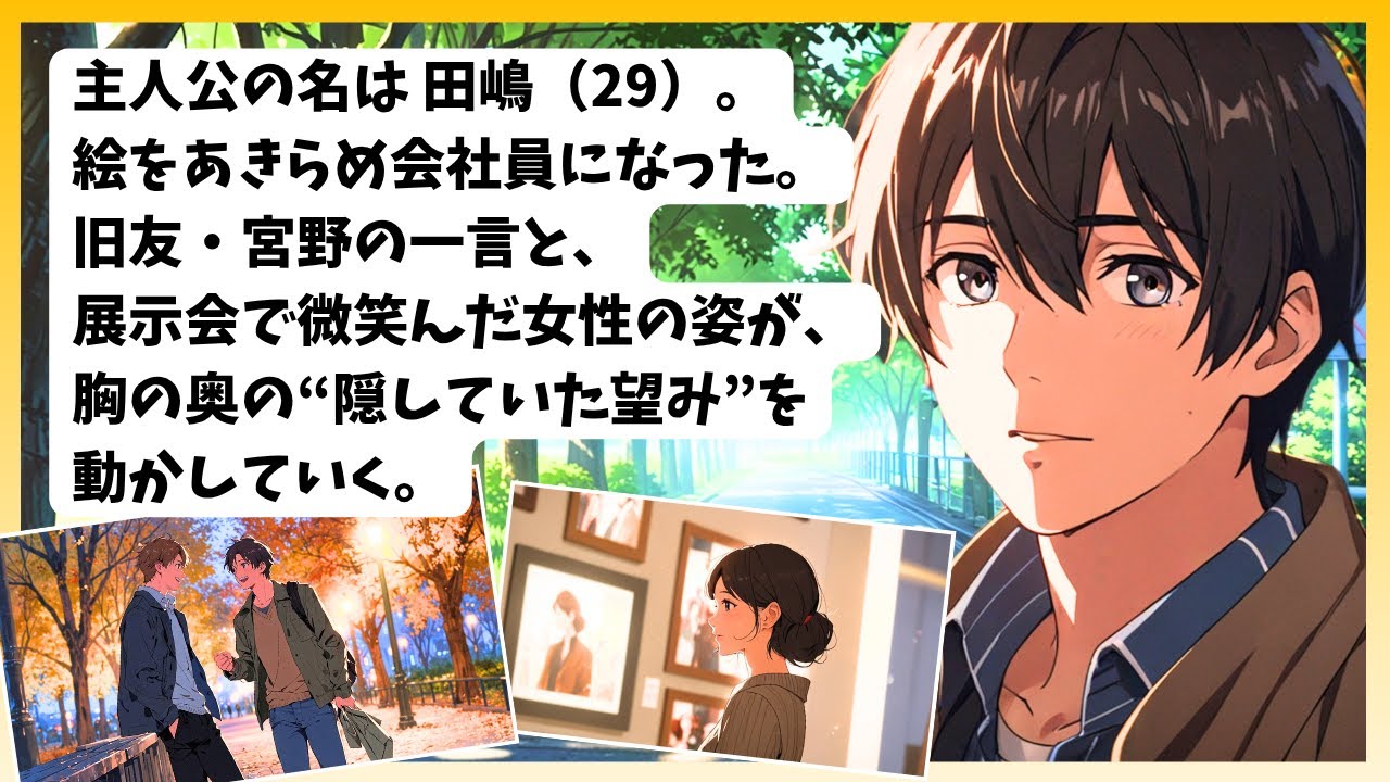 【感動物語】諦めた絵の夢を、友人との再会で思い出し。小さな望みが再び彼を動かしていく物語。