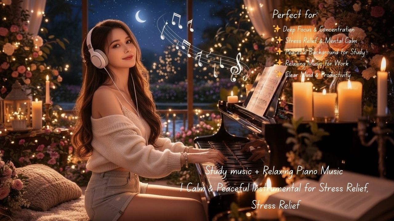 Study Music + Relaxing Piano Music | Calm & Peaceful Instrumental for Stress Relief, Stress Relief 🎶
