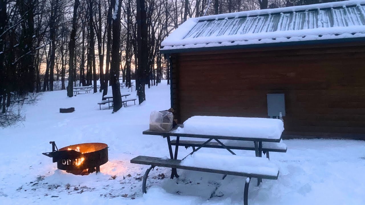 Winter Cabin Camping At Beaver Creek State Park, Ohio