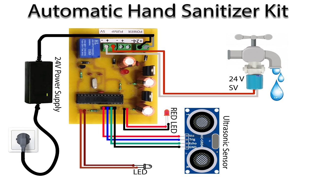 KIT-NO-1 Automatic Hand Sanitizer Kit (Board With Ultrasonic Sensor )WORK WITHOUT PUMP