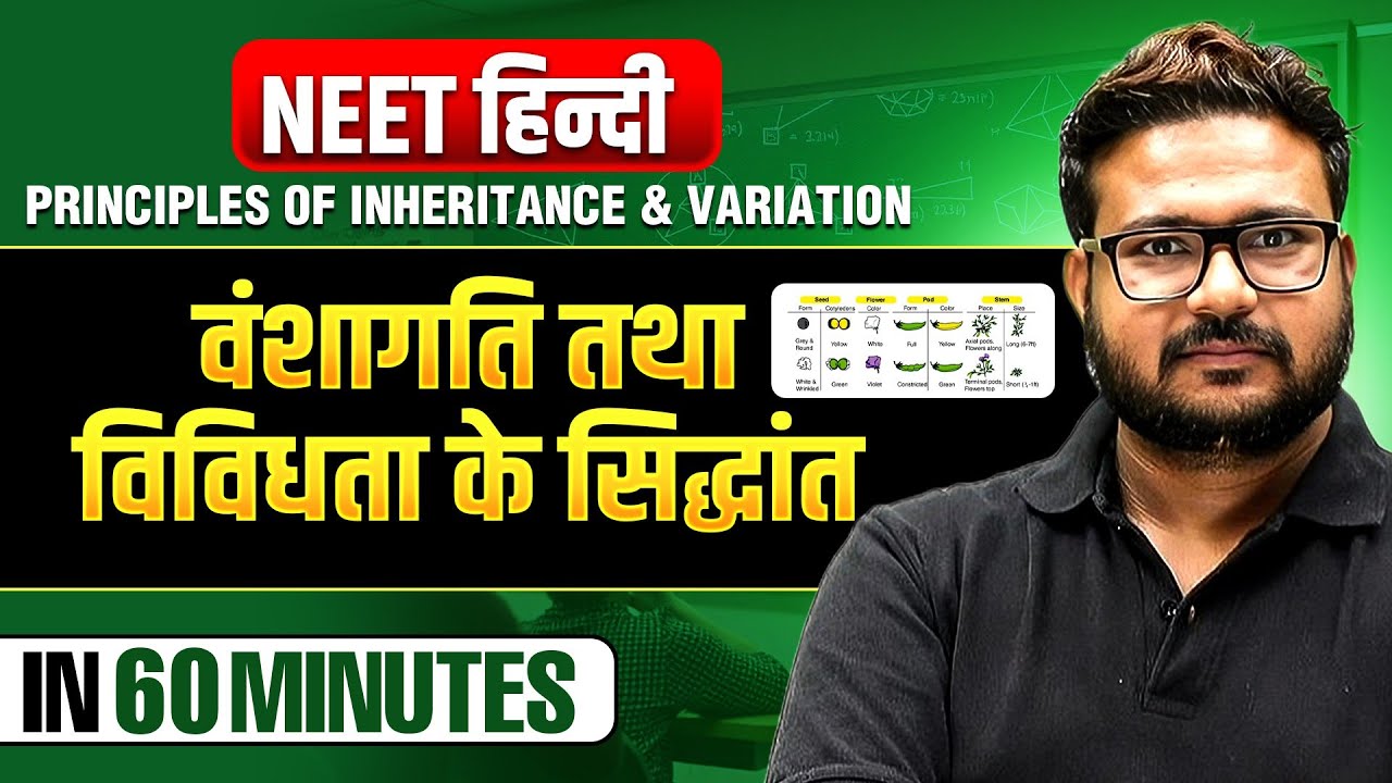 Principle of Inheritance & Variation(वंशागति तथा विविधता के सिद्धांत) in 60 Minutes- NEET हिंदी 2025