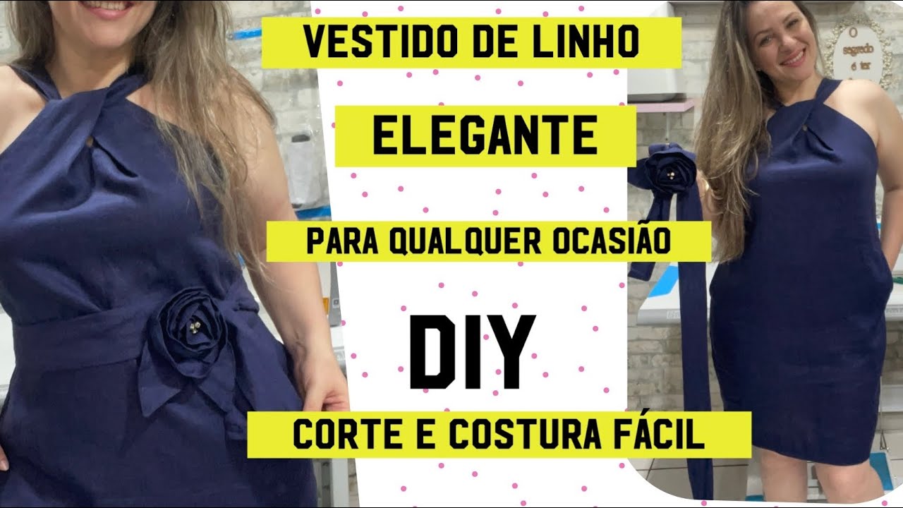 VESTIDO DE LINHO ELEGANTE SEM MOLDE FÁCIL DIY #costurando #passoapasso #dress #costura #diy
