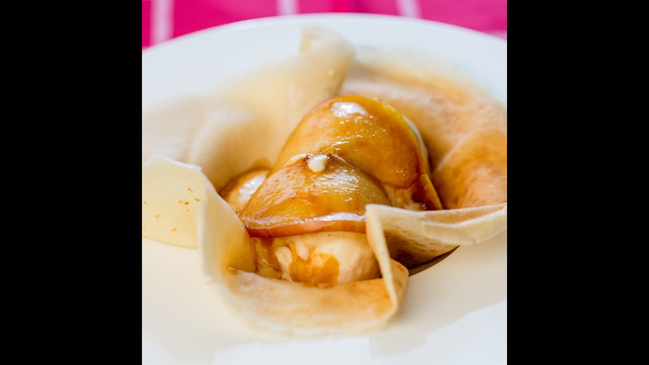 Caramelized Apple Crepes with Ice Cream