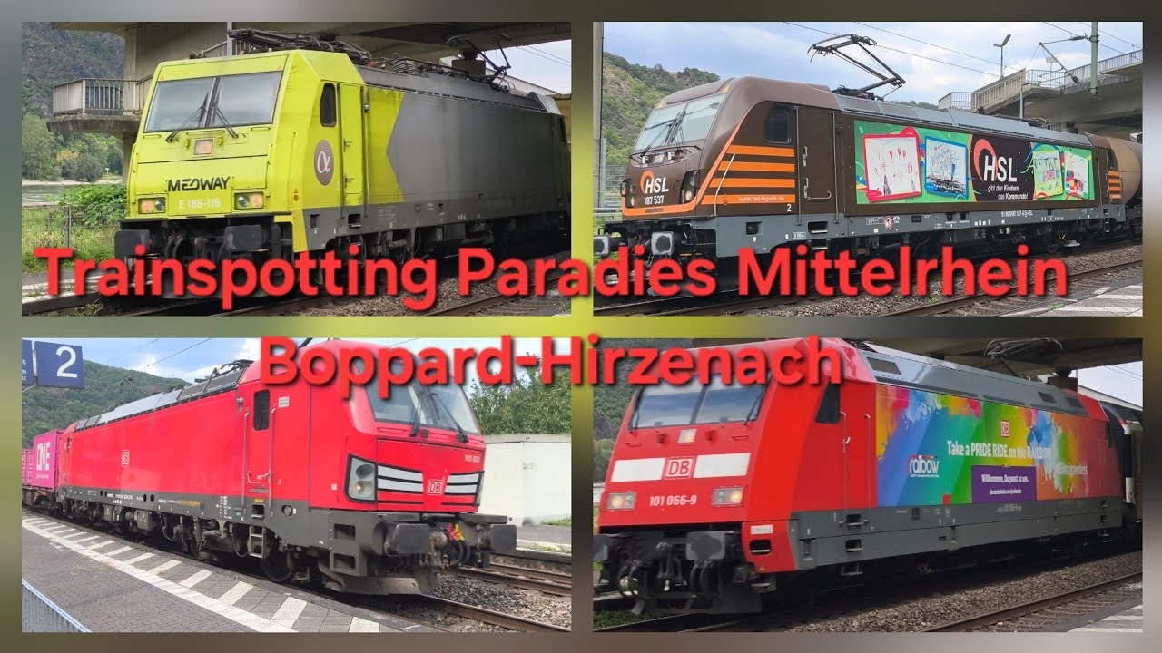 Trainspotting Paradies Mittelrhein, Züge in Boppard- Hirzenach 27.08.25 mit vielen Güterzügen 