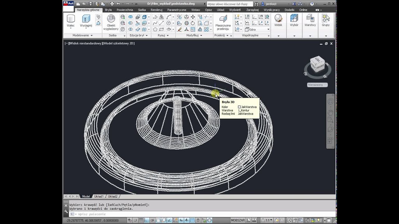 GZK_7_3D (AutoCad 3D 7/7)  Tworzenie bryły 3D z prymitywów, Gwint wewnętrzny