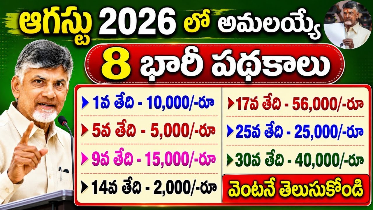 ఆగష్టు నెలలో అమలయ్యే 8 భారీ పధకాలు ఇవే! August month schemes in ap - Aadabidda nidhi 