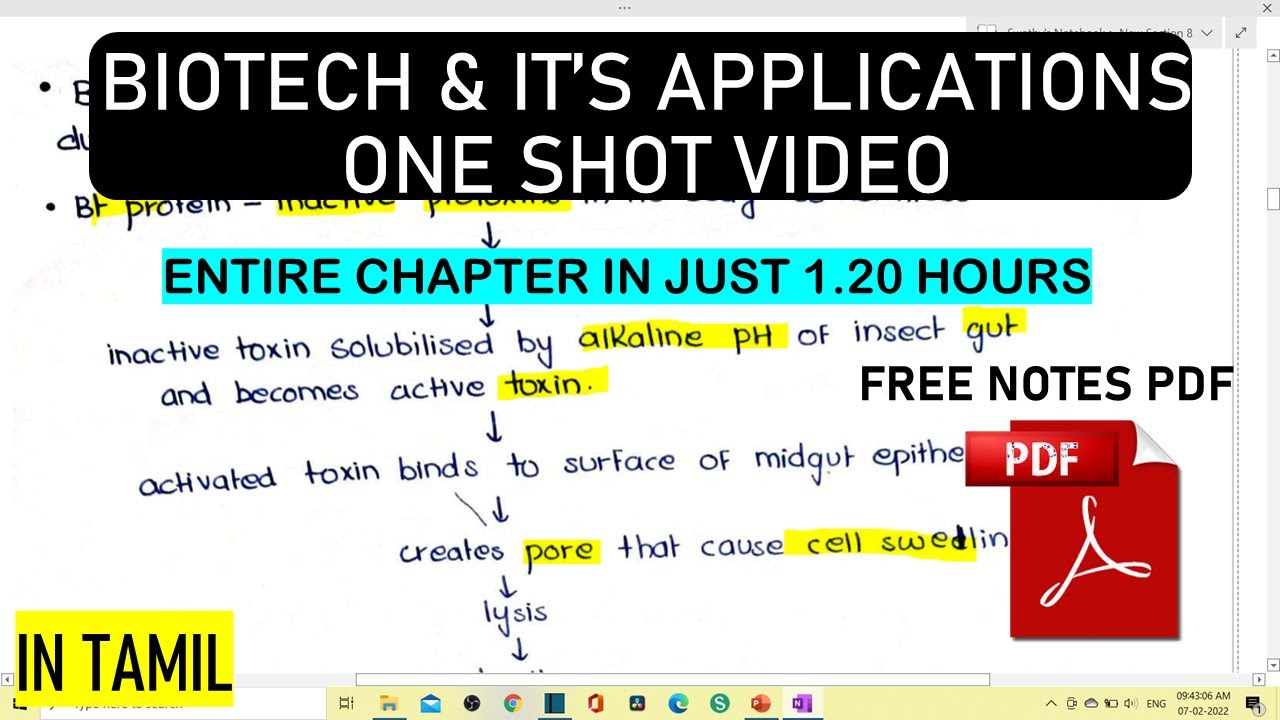Biotechnology & It's Applications ONE SHOT VIDEO | In Tamil | FREE NOTES PDF 🔥| Class 12 |#Term2