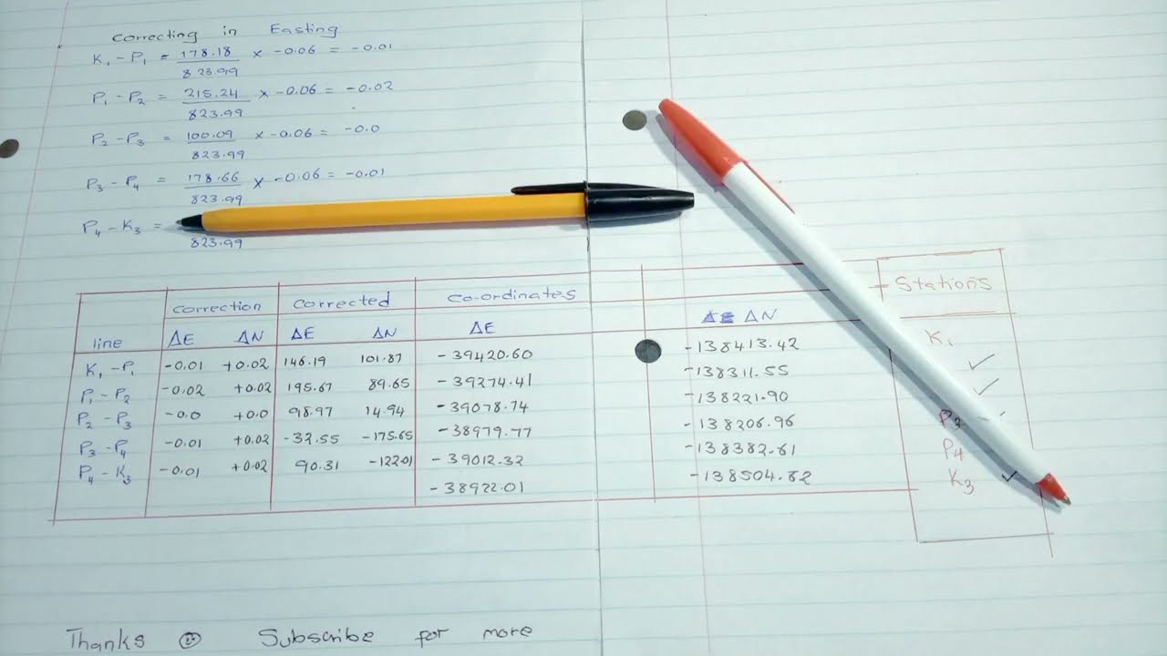 Traversing survey Bowditch method calc #engineering #best #survey