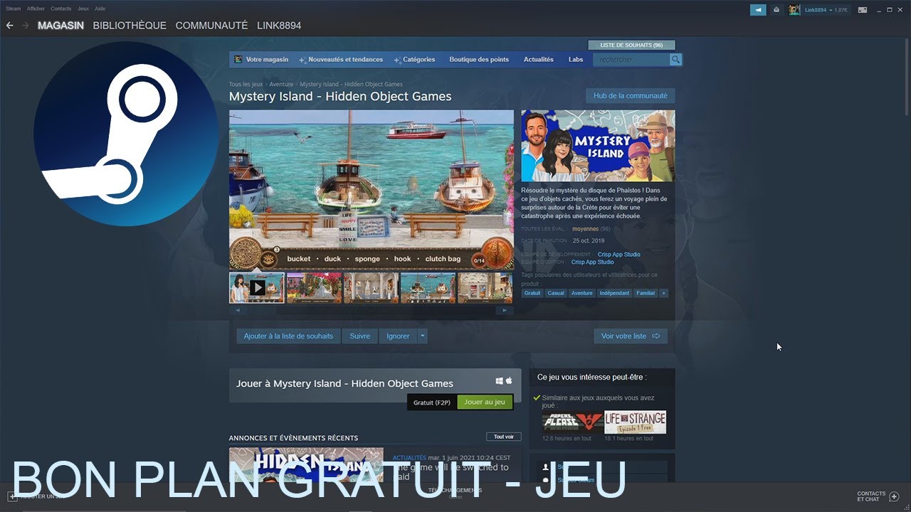 [Bon plan gratuit] Mystery Island - Hidden Object Games gratuit sur Steam + Gameplay