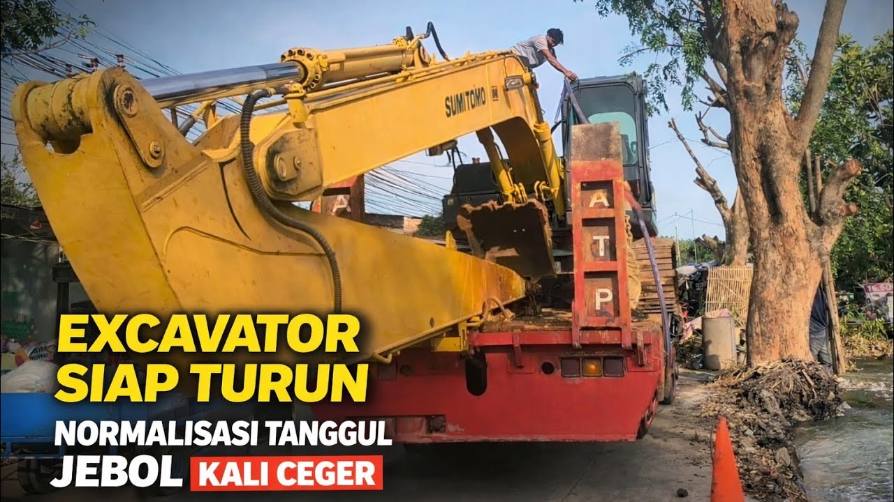 EXCAVATOR TURUN‼️NORMALISASI TANGGUL JEBOL⁉️KALI CEGER #kdm 