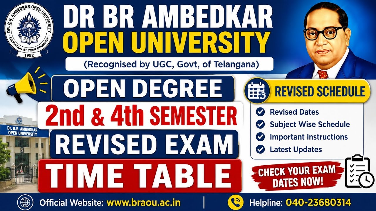 DR Br Ambedhkar open university #opendegree #Revised time table #exam #viralvideo #2026 