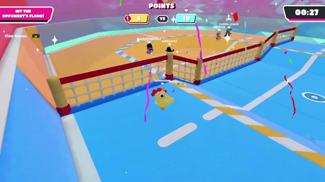 1 Player vs 4 Players Squad Mode Volley Fall - Fall Guys