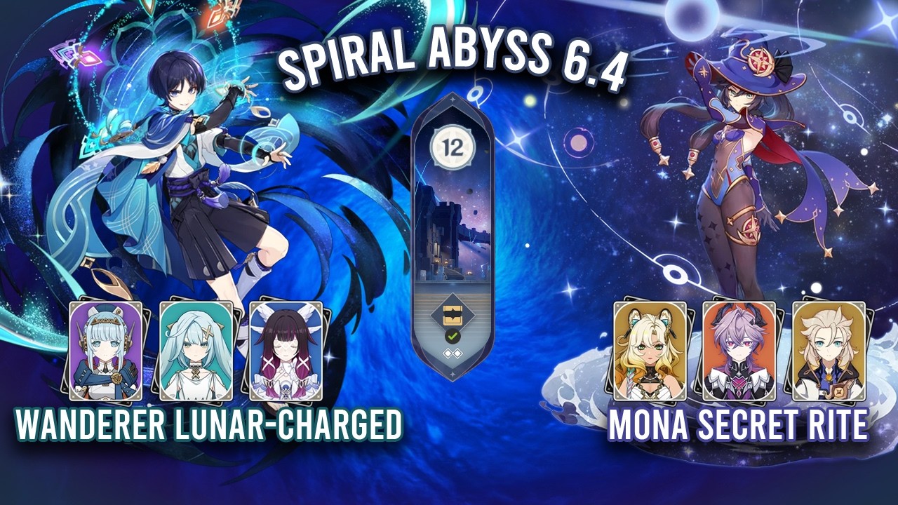 Spiral Abyss 6.4 - C0 Wanderer Lunar-Charged & C6 Mona Secret Rite | Genshin Impact