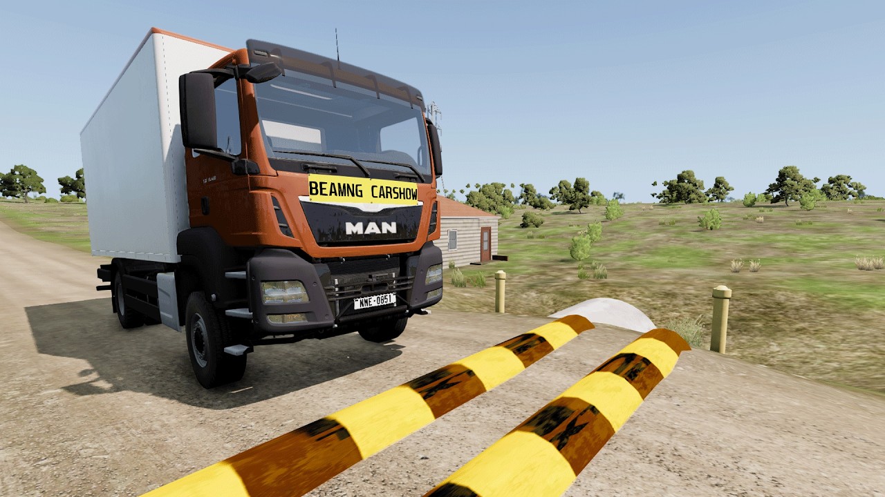 Trucks Cars Vs Massive Speed Bumps – Cars Vs Upside Down Speed Bump - BeamNG Drive