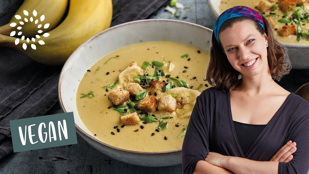 Kokossuppe mit Bananen - Einfach & schnell [Rezept] - Vegan