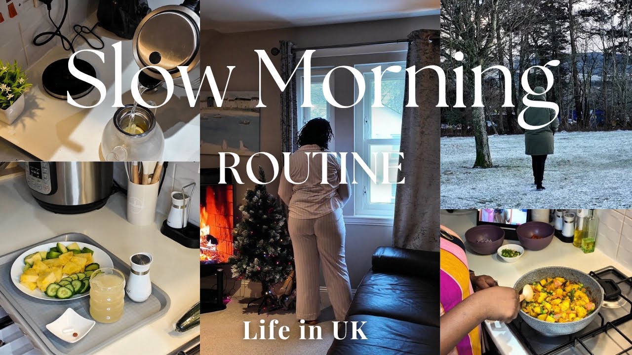 Cozy Slow Morning Routine ☕️| Aesthetic Living Room Reset ☁️✨|Silent Vlog | Winter ❄️|life in  UK 🇬🇧