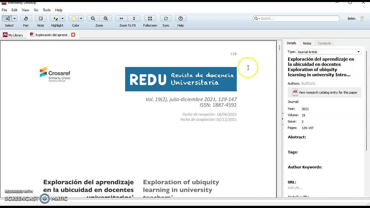 Configurar metadatos de documentos en Mendeley