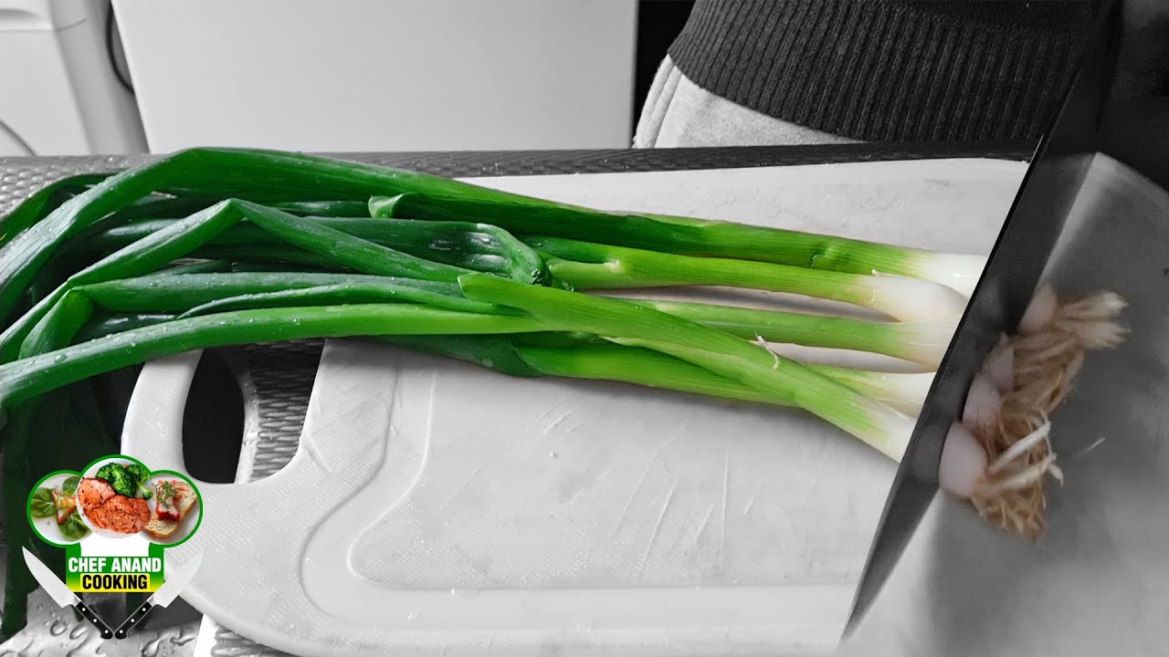 LENTE UI & BOSUITJES SNIJTECHNIEK | SPRING ONIONS CUTTING TECHNIQUE | Chef Anand Cooking