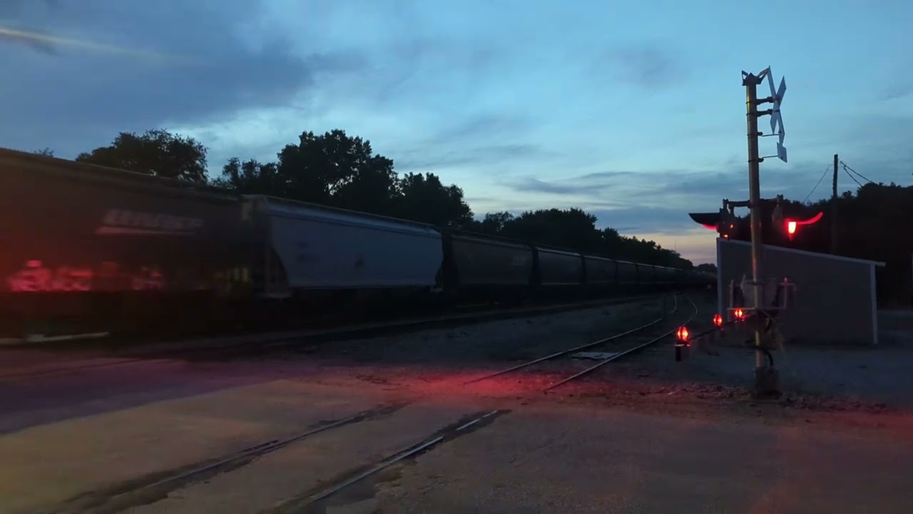 NS 4094 Leads BNSF Grain Train w/ Fakebonnet North, East Vine St. Railroad Crossing, Yutan, NE