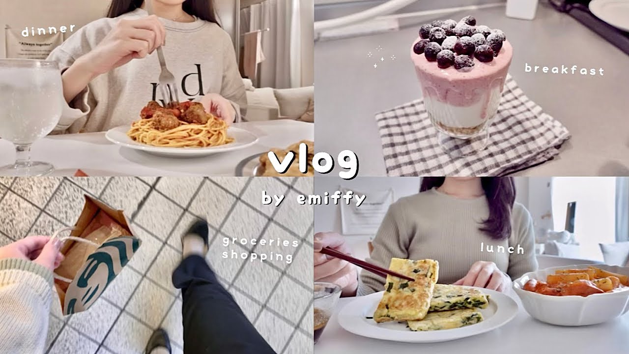 what I eat in a day🍝 yogurt parfait, rose toppokki, meatball pasta 🍳 starbacks sweets🍨