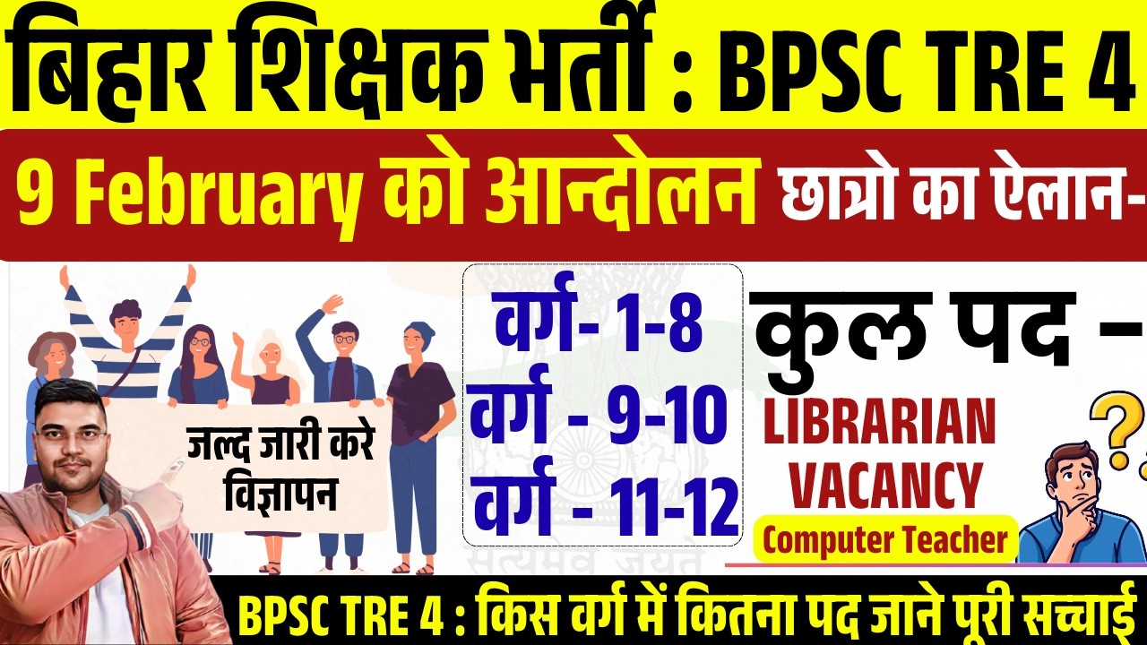 BPSC TRE 4 Bharti 2026🚀| BPSC Total Post 2026 | Computer Teacher, Librarian + Students Protest Date
