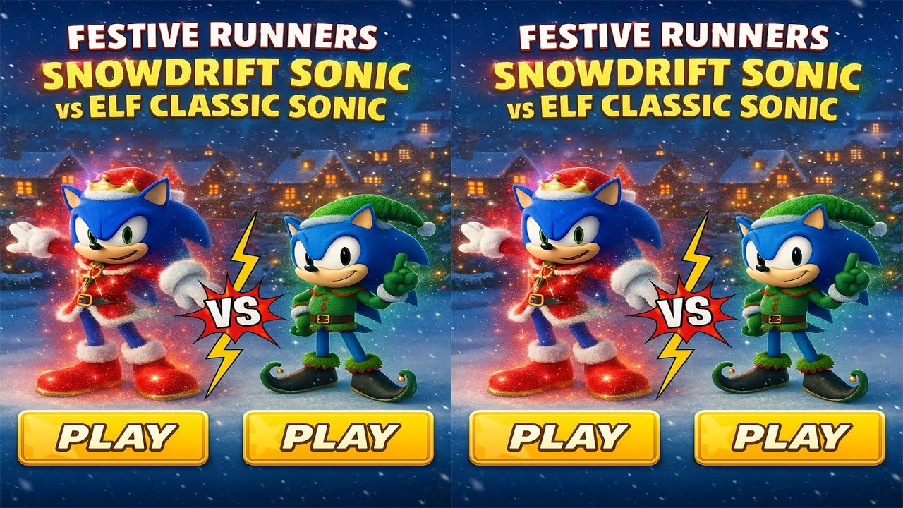 Sonic Forces Mobile Sonic Festive Runners: Snowdrift Sonic vs Elf Classic (android, ios) gameplay