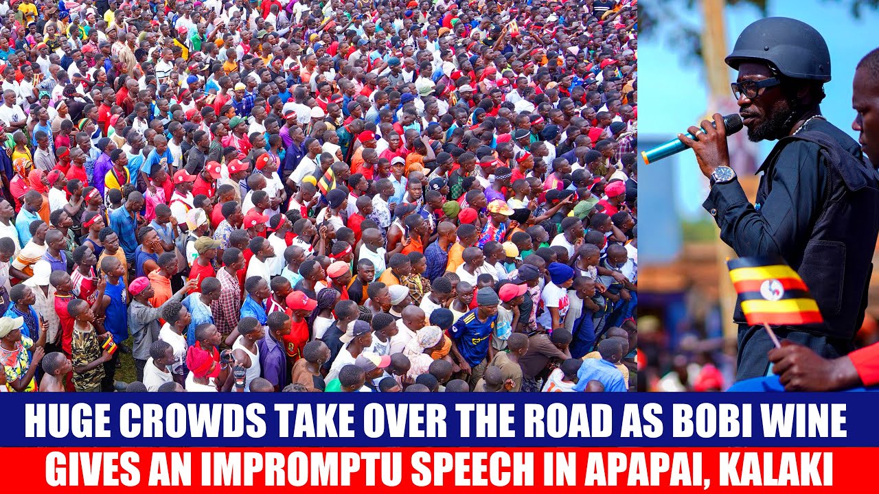 Огромные толпы людей заполнили дорогу, когда Боби Вайн произнес импровизированную речь в Апапая, ...