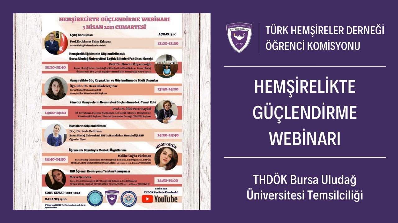Hemşirelikte Güçlendirme Webinarı | THDÖK Bursa Uludağ Temsilciliği
