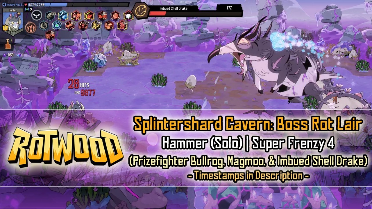Rotwood - Splintershard Cavern: Boss Rot Lair [Hammer SF4] Solo Run (Imbued Shell Drake Boss)