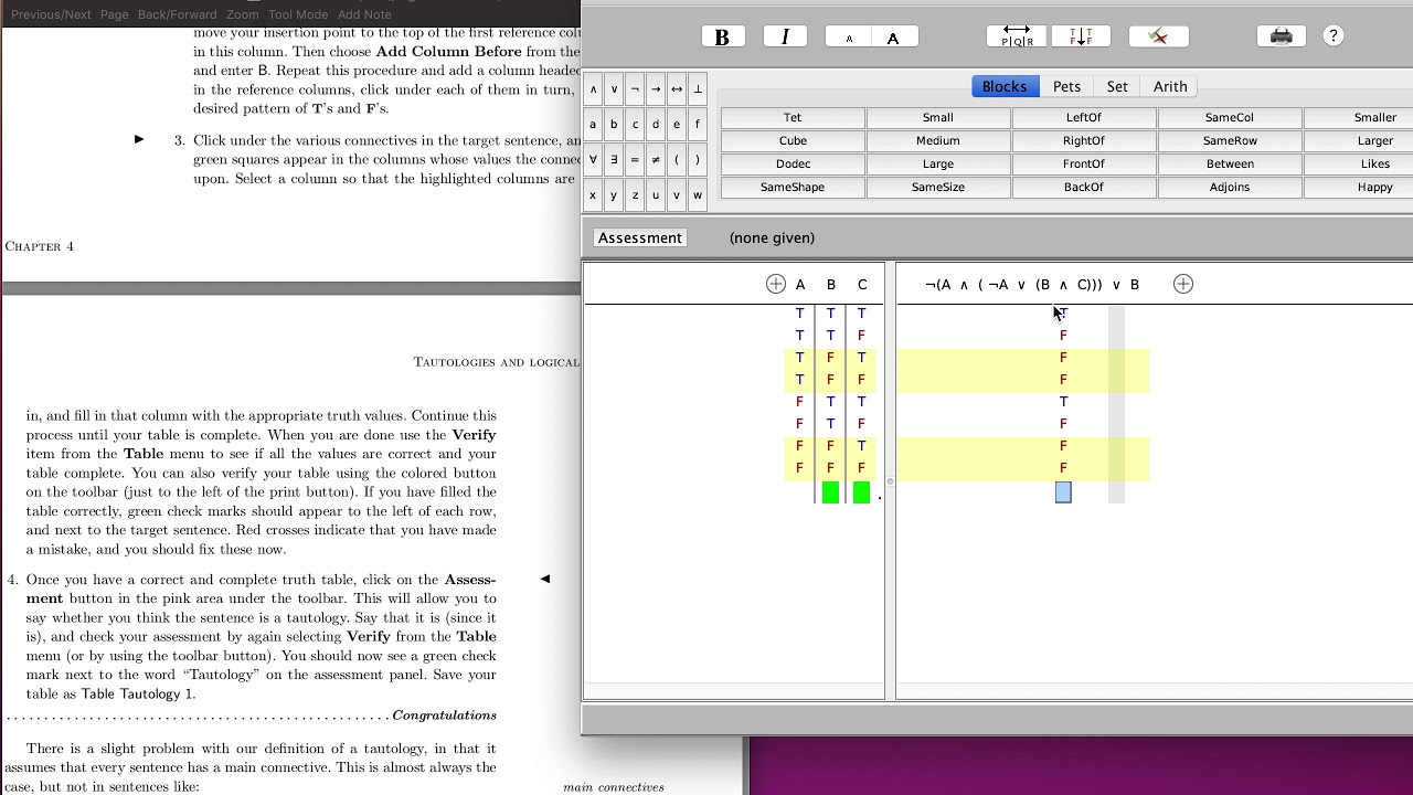LPL You Try It 4.1: Using Boole for Truth Tables