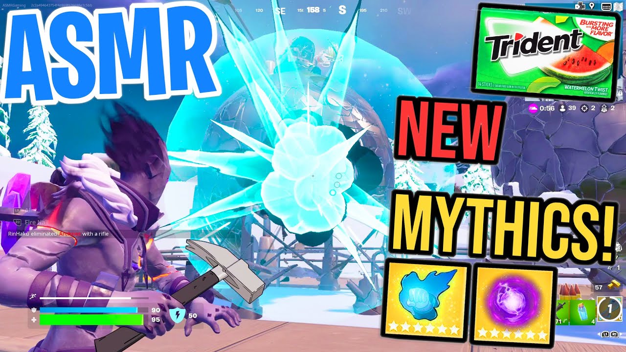 ASMR Gaming 😴 Fortnite NEW Mythics Update! Relaxing Gum Chewing 🎮🎧 Controller Sounds + Whispering 💤