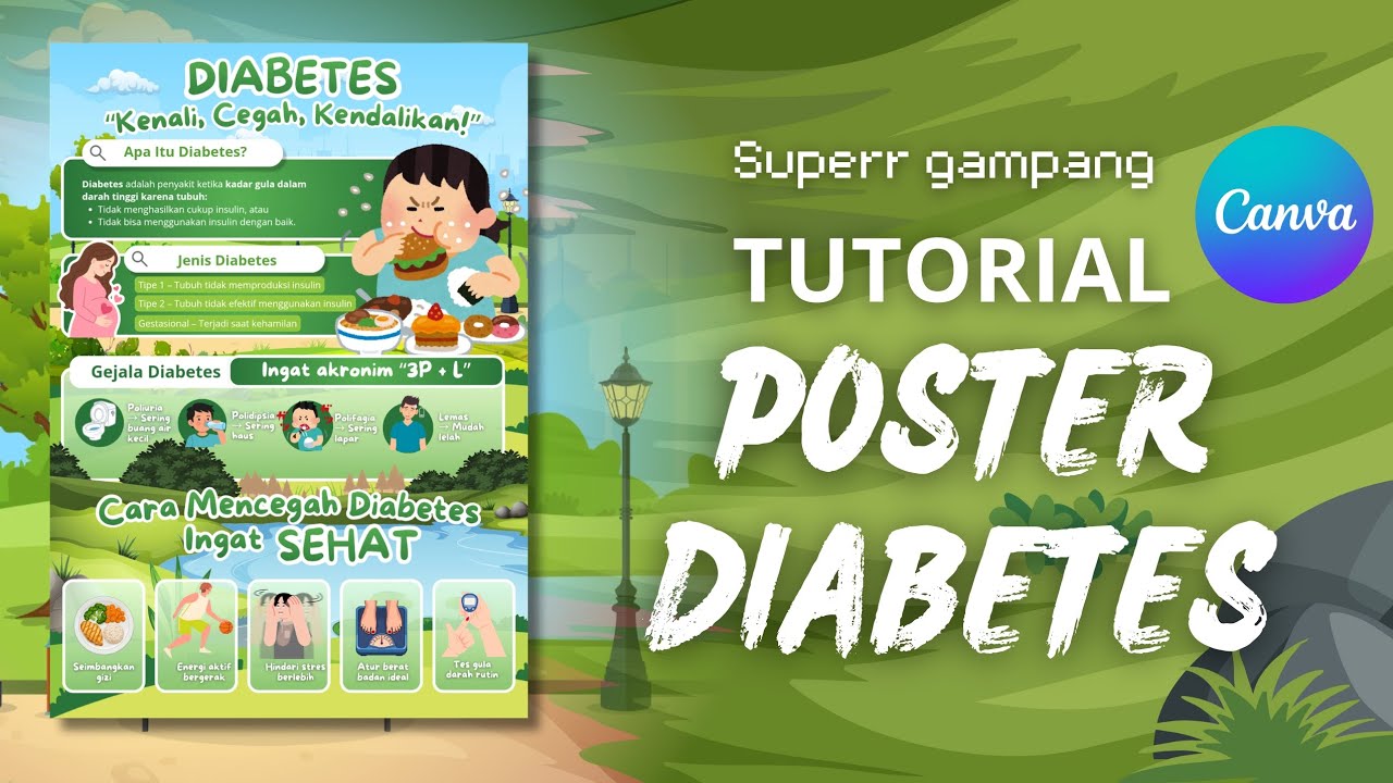TUTORIAL BUAT POSTER KESEHATAN DI CANVA  | POSTER PUBLIK | INFOGRAFIS | POSTER DIABETES  