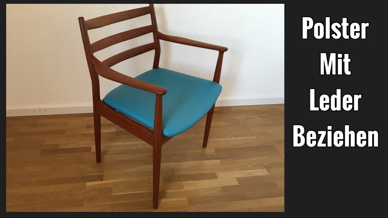 Stuhl mit Leder beziehen. Midcentury Stuhl polstern