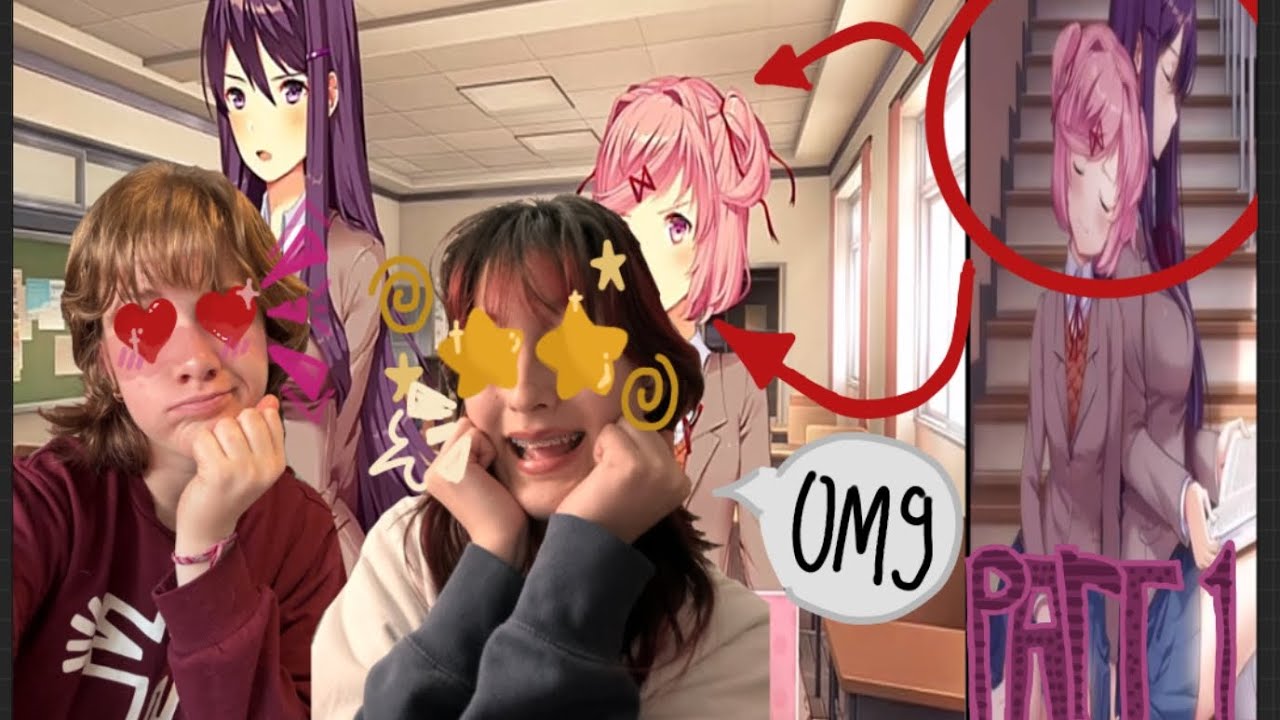two teenage girls play doki doki literature club and go crazy/ PART 1