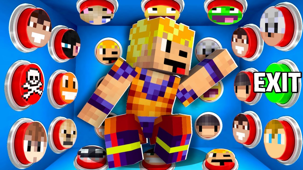 100 PRZYCISKÓW YOUTUBERÓW, ALE TYLKO JEDEN POZWOLI MI UCIEC w MINECRAFT!