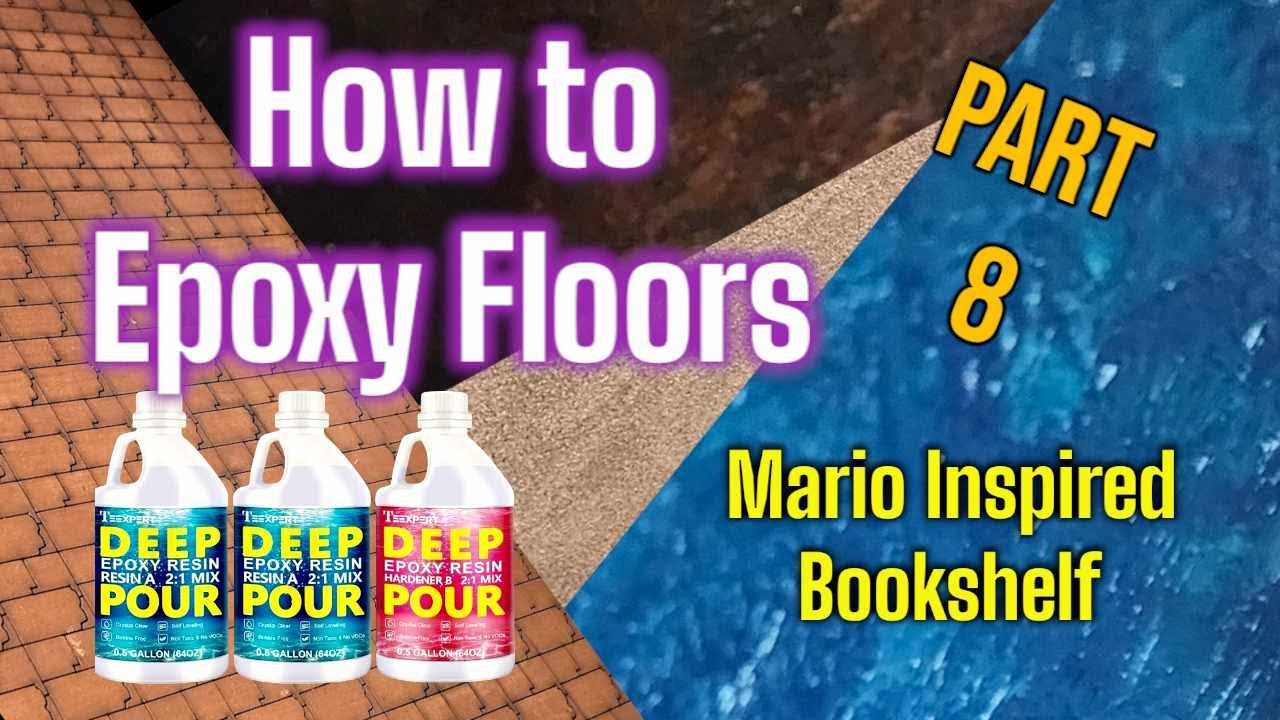 Mario Inspired Bookshelf-How to epoxy floors-Part 8