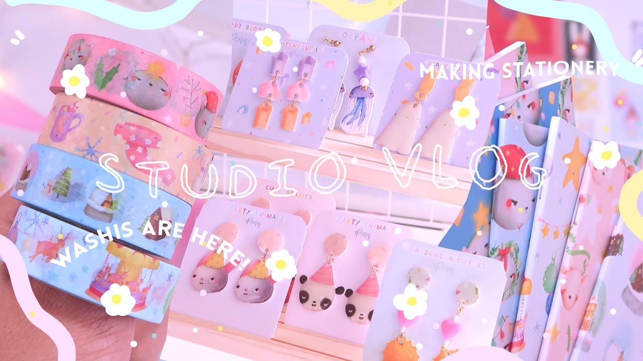 STUDIO VLOG 🎄 Making DIY STATIONERY NOTEBOOKS / New WINTER WASHIS / Shop update PREP WITH ME!