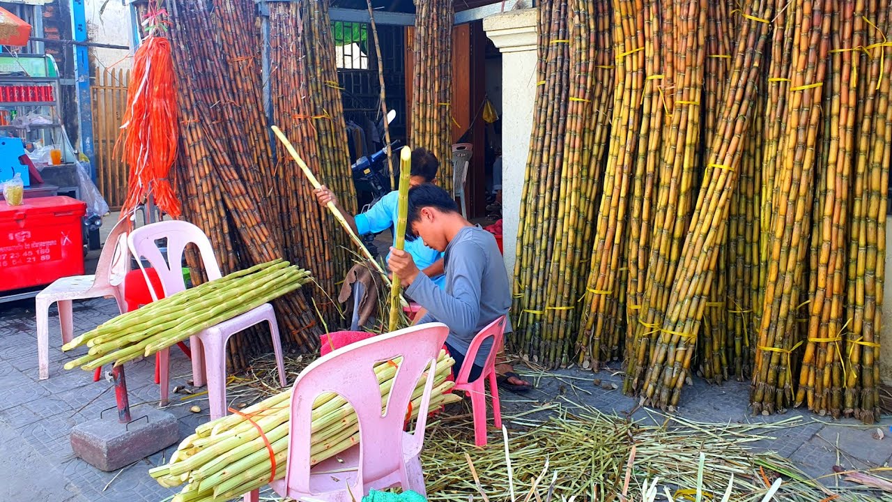 Amazing Sugarcane Juice Proccese - Cambodia Street Food