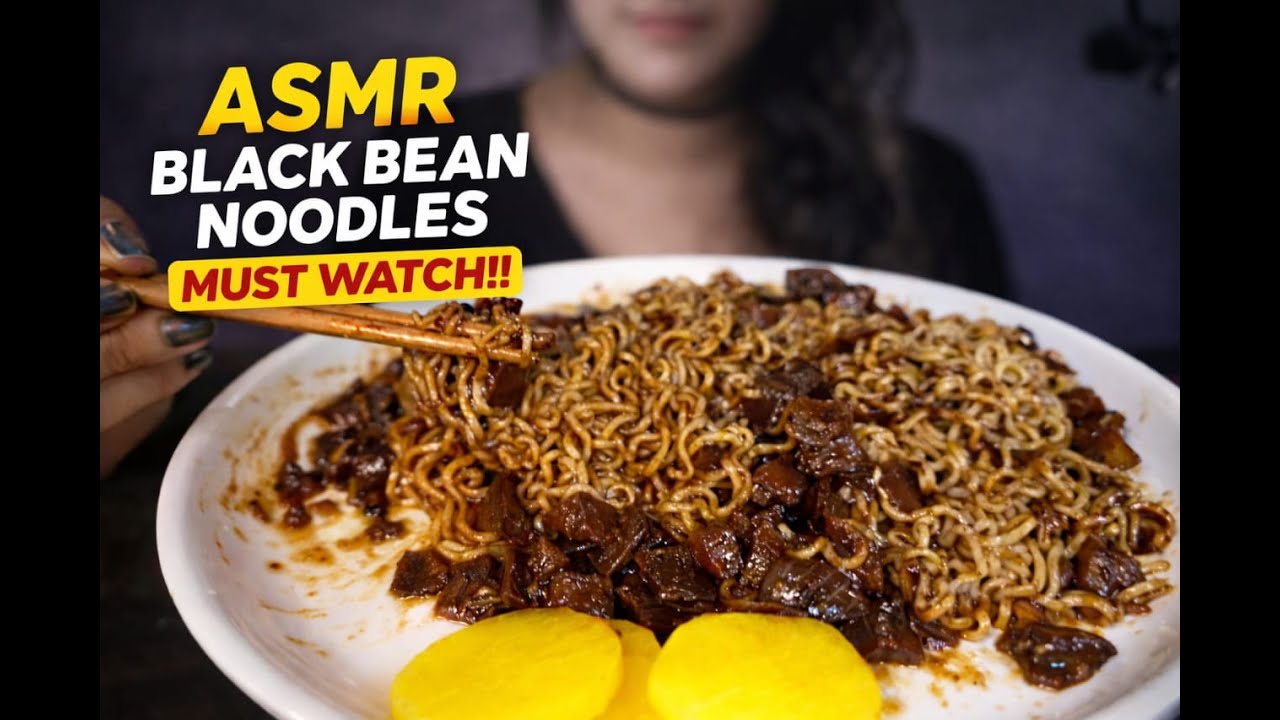 ASMR :👉Black Bean Noodles Mukbang 😋 | So Satisfying to Watch! ll@Allin_one